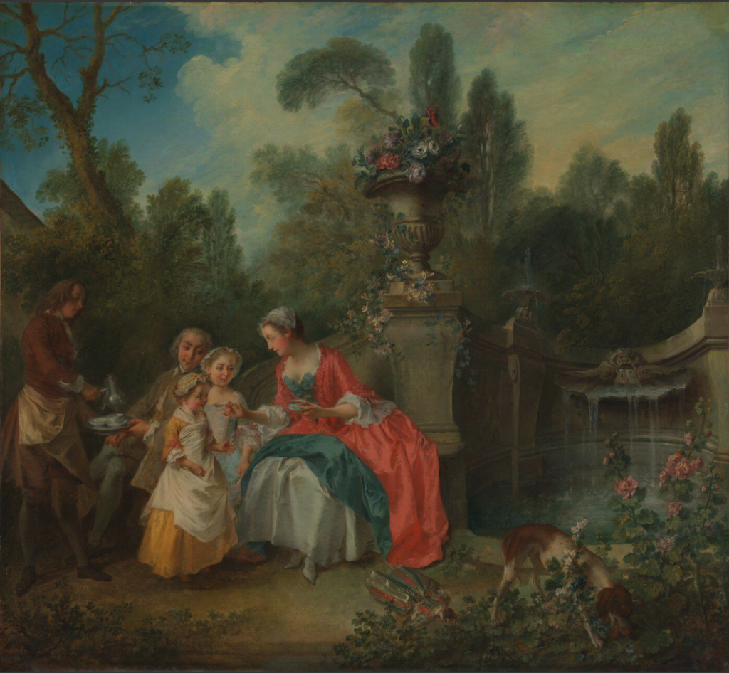 coffee painting: Nicolas Lancret, A Lady in the Garden Having Coffee with Children, c. 1742, National Gallery, London, UK.
